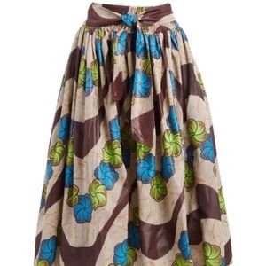 Jessica Taylor Brown/Blue Tie-Accent A-Line Skirt